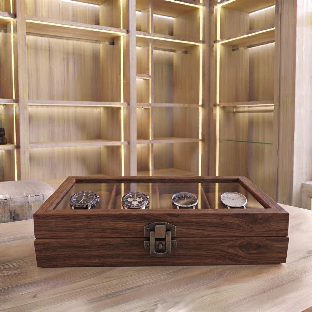 Boîte à Montres en Bois 4 Emplacements