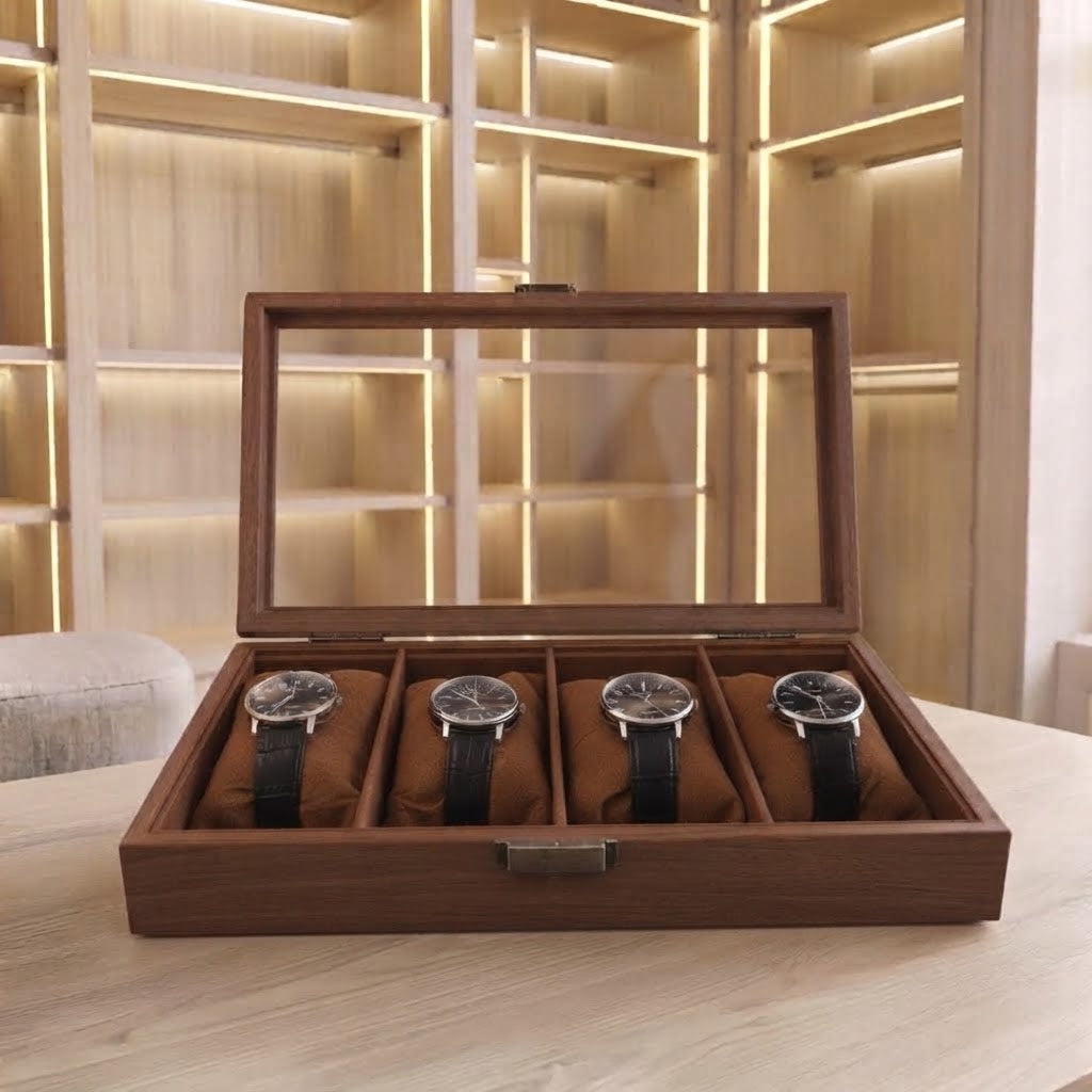 Boîte à Montres en Bois 4 Emplacements