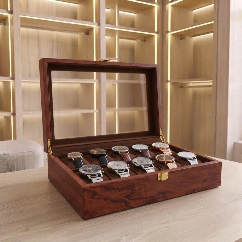 Boîte à Montres en Bois 12 Emplacements