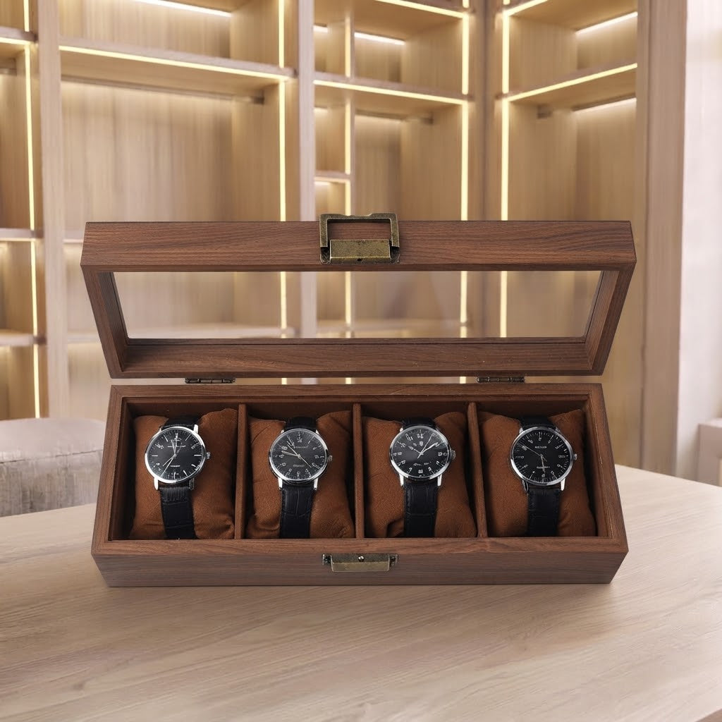 Boîte à Montres en Bois 4 Emplacements