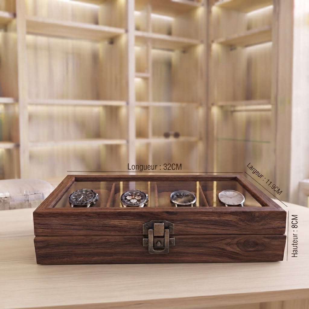 Boîte à Montres en Bois 4 Emplacements